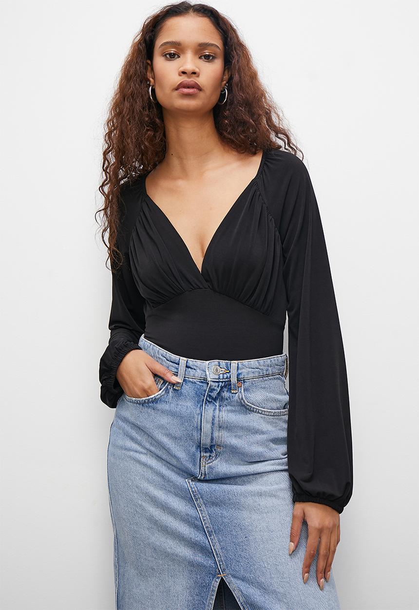 Superbalist - Plunging neckline bodysuit - black