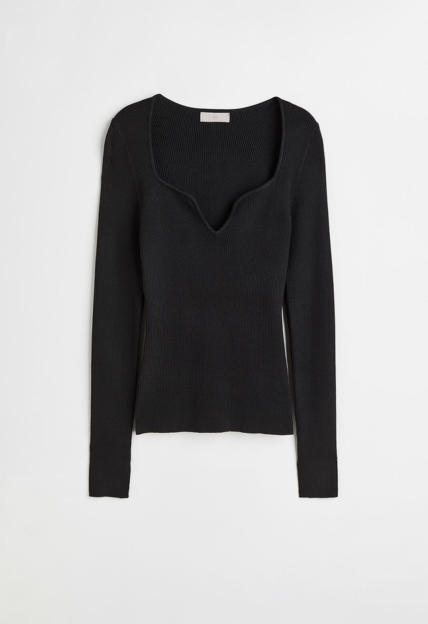 H&M - Rib-knit top - black