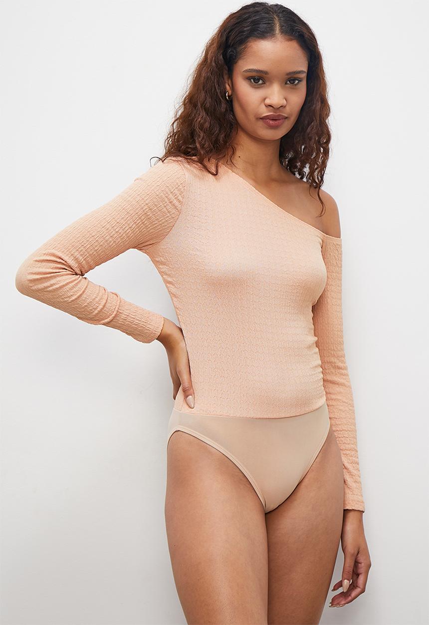 Superbalist - Asymmetric textured bodysuit - stone