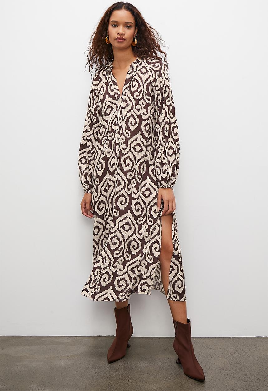 Superbalist - Button through raglan shirt dress - choc ikat