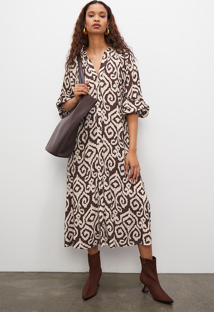 Superbalist - Button through raglan shirt dress - choc ikat