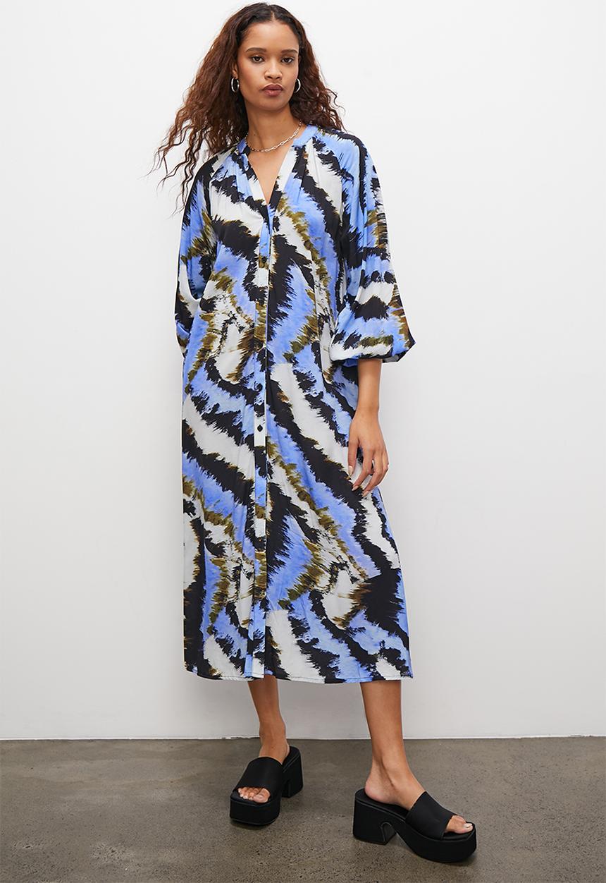 Superbalist - Button through raglan shirt dress - bold abstract