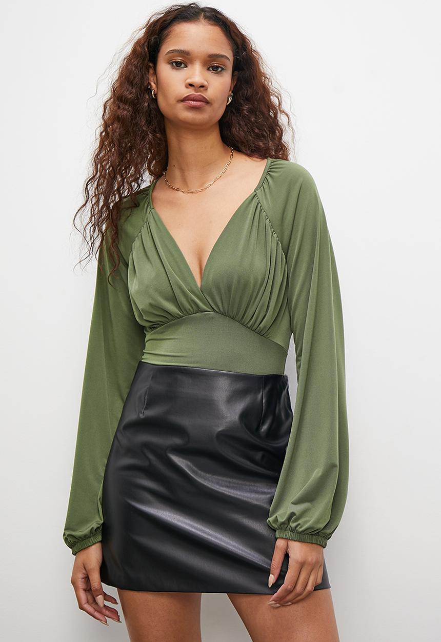 Superbalist - Plunging neckline bodysuit - olive