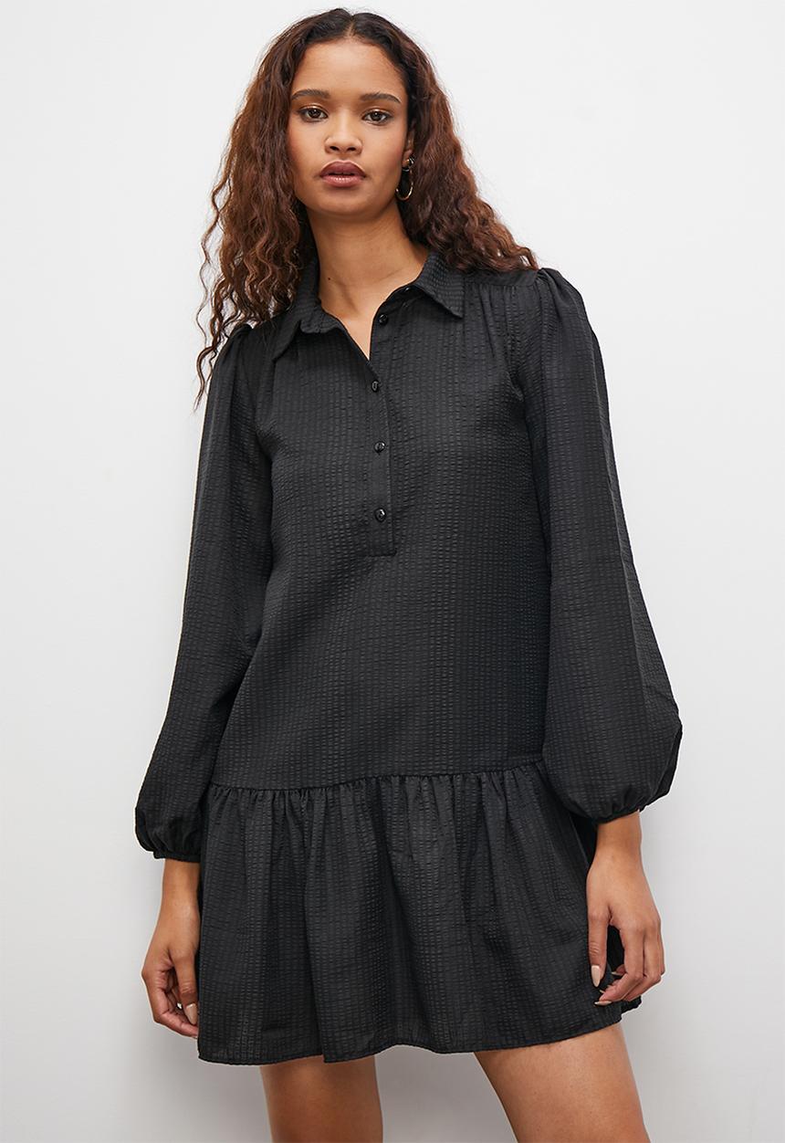 Superbalist - Drop waist mini shirt dress - black