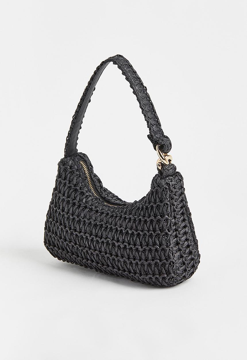 H&M - Straw shoulder bag - black