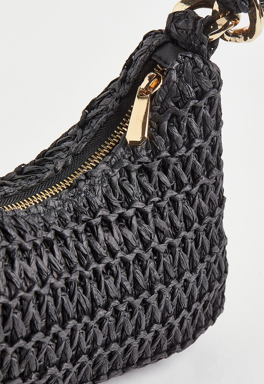 H&M - Straw shoulder bag - black