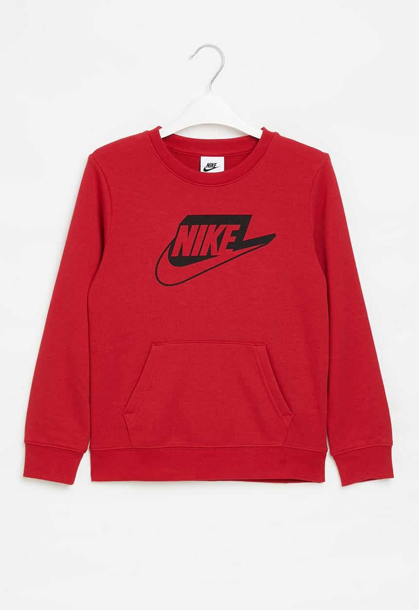 Nike - B nsw club ssnl aop ft crew - gym red