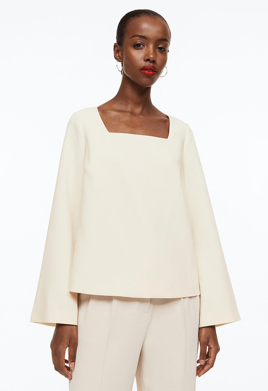H&M - Square-necked blouse - white