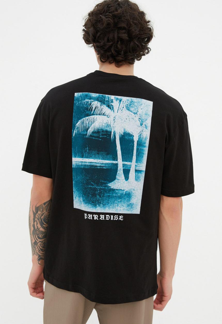 Trendyol - Palm print T-shirt - black