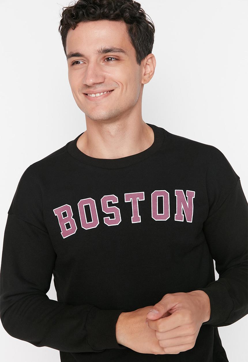 Trendyol - Boston crew sweat - black