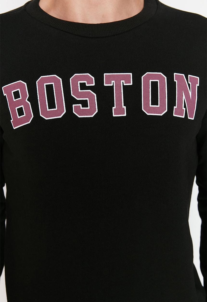 Trendyol - Boston crew sweat - black