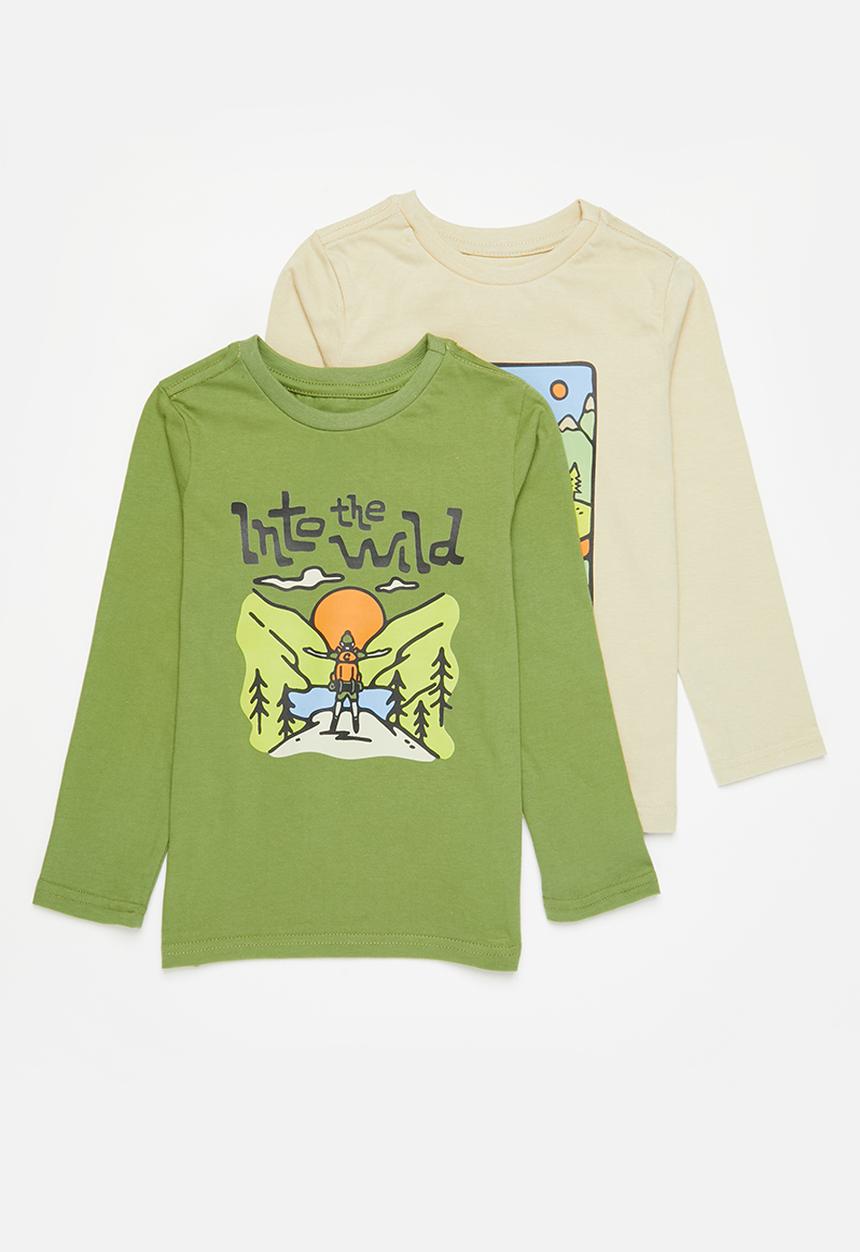 Superbalist - 2 Pack graphic tee - green & neutral