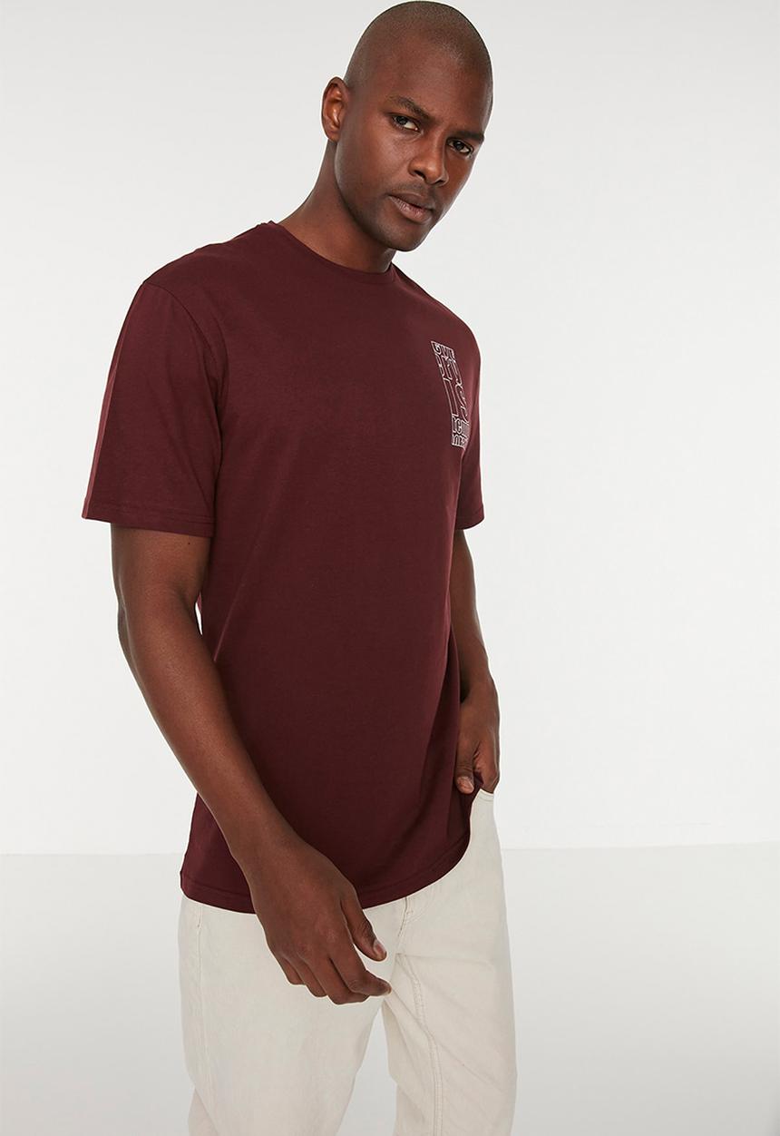 Trendyol - Side print T-shirt - burgundy