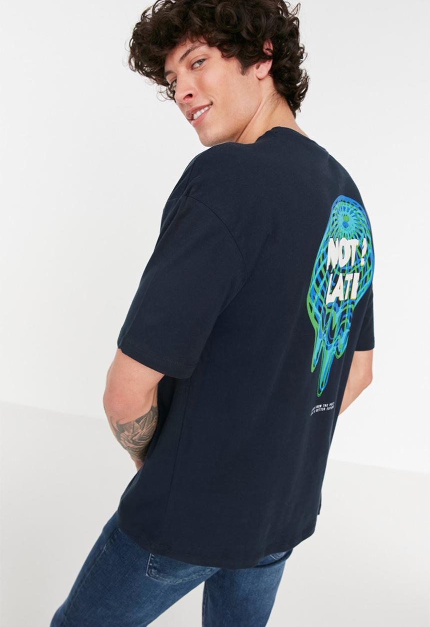 Trendyol - Backprint T-shirt - navy