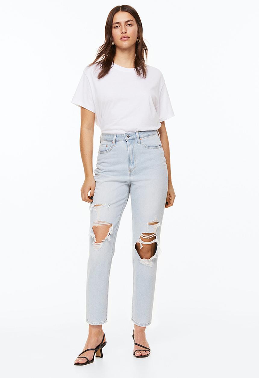 H&M - Mom comfort ultra high jeans - light denim blue