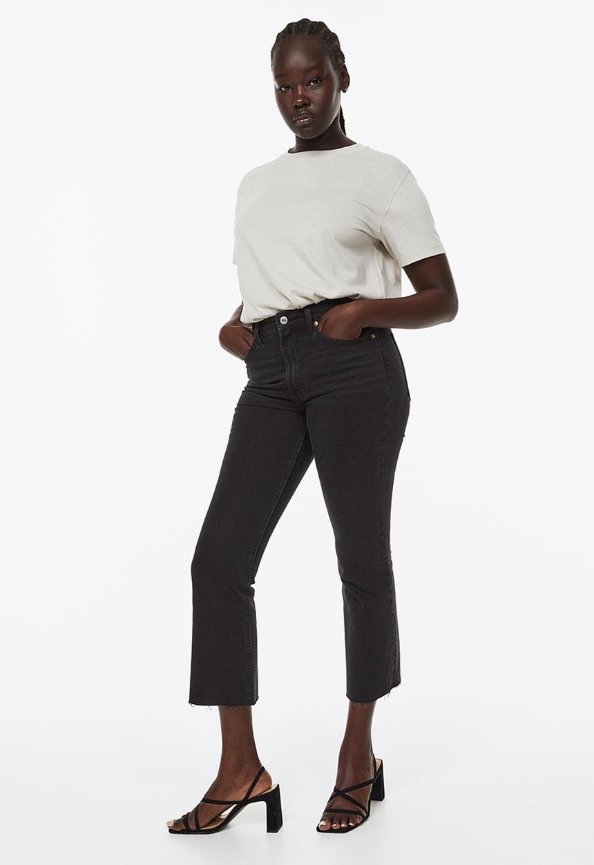 H&M - Flared high cropped jeans - black
