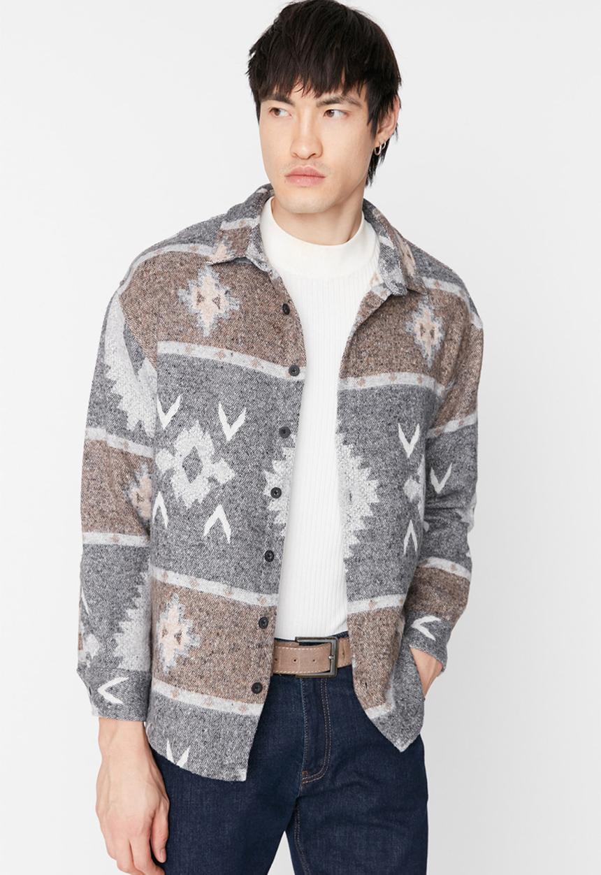 Trendyol - Navaho printed shirt - gray
