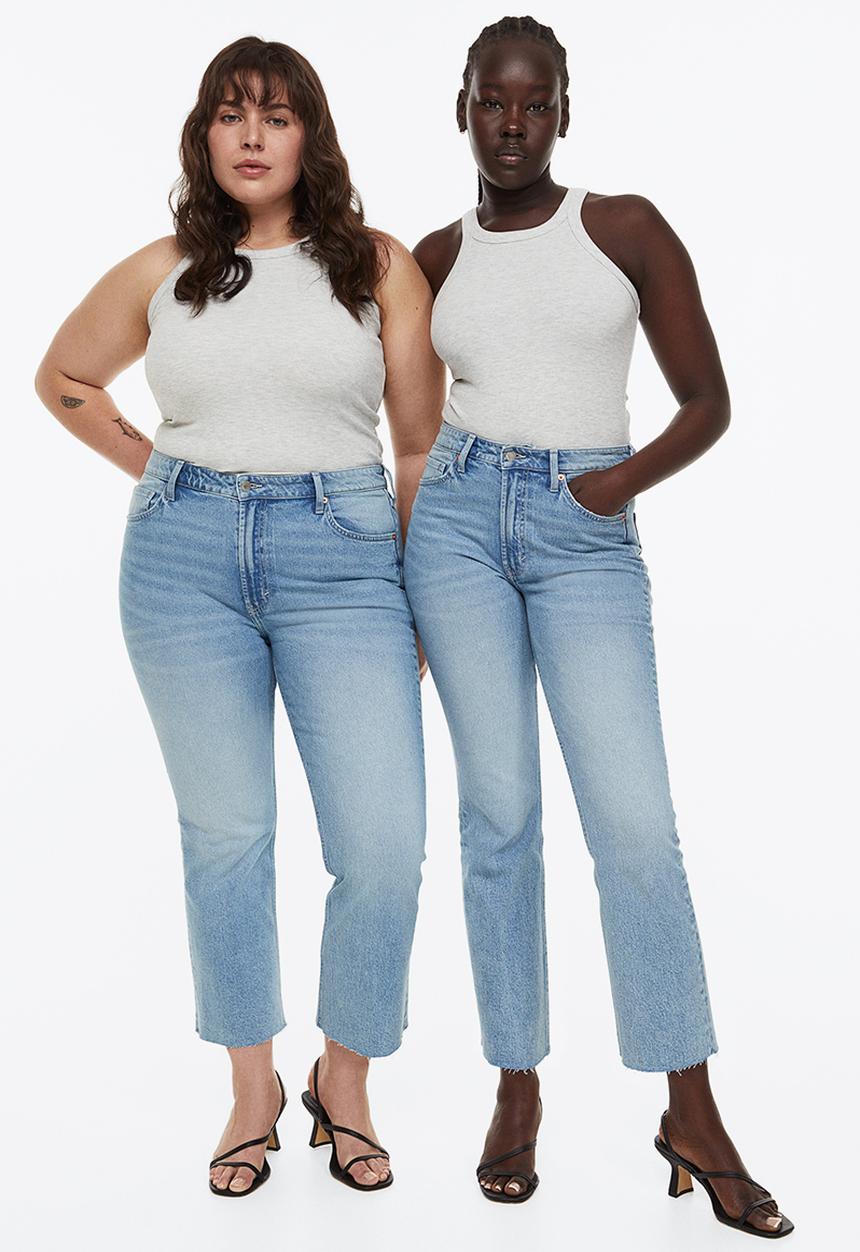 H&M - Flared high cropped jeans - light denim blue