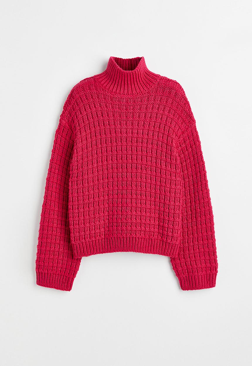 H&M - Oversized turtleneck jumper -  cerise