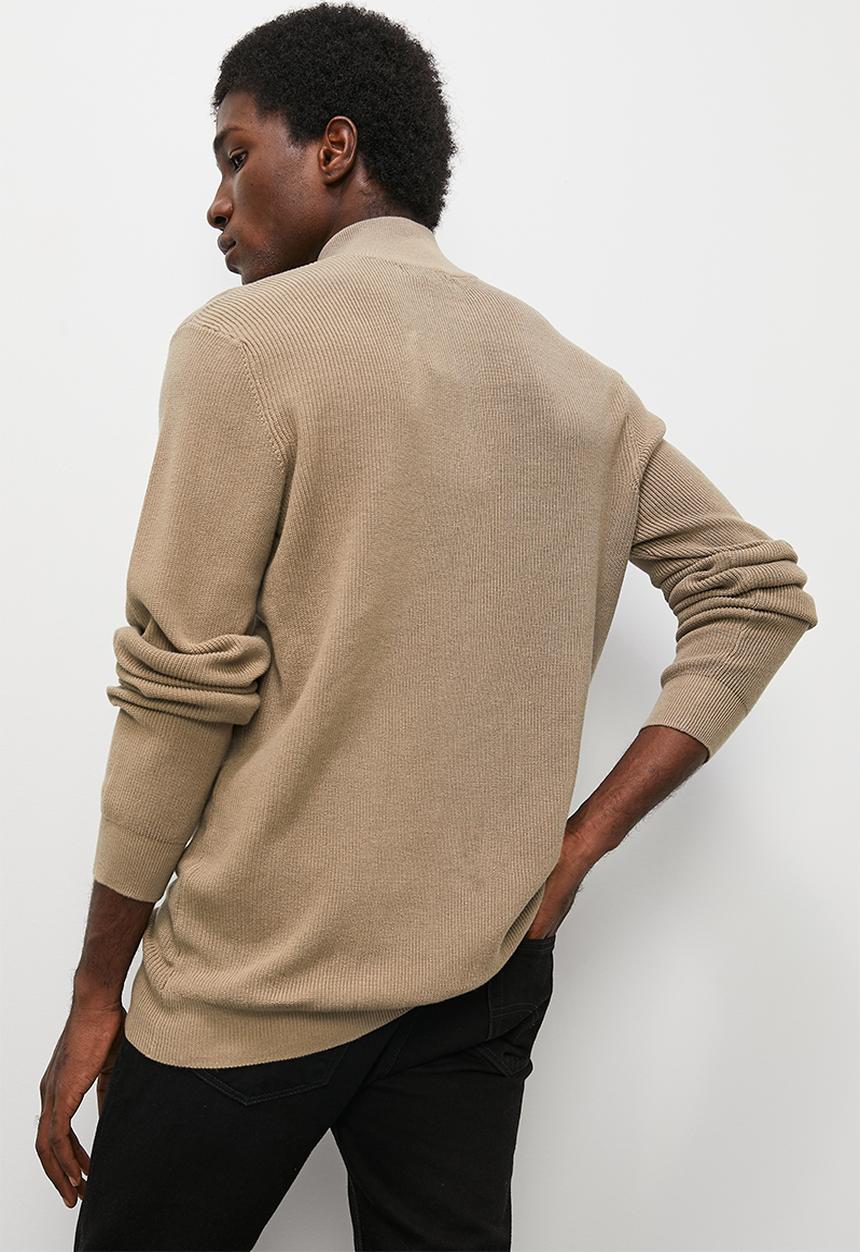 Superbalist - Regular fit quarter zip l/s turtleneck knit - brown