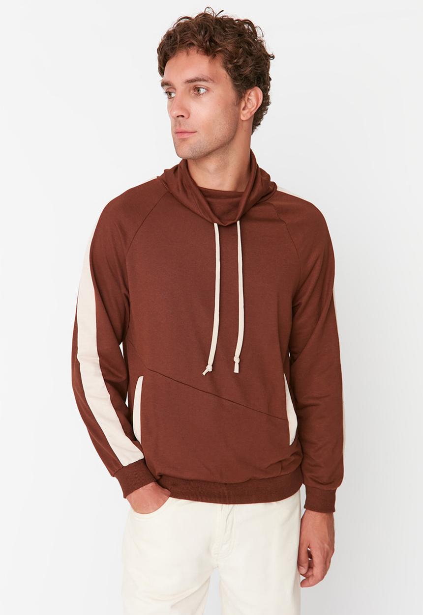 Trendyol - Printed side stripe hoodie - brown