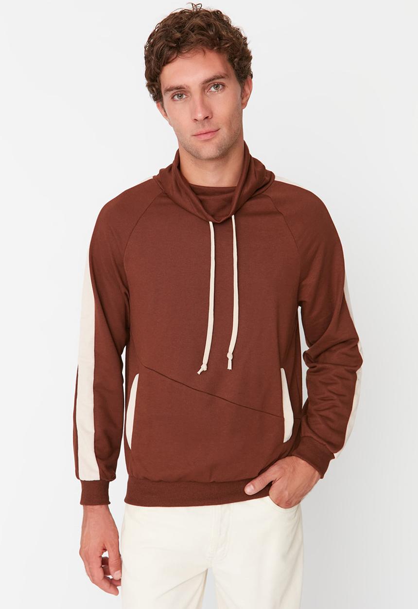 Trendyol - Printed side stripe hoodie - brown