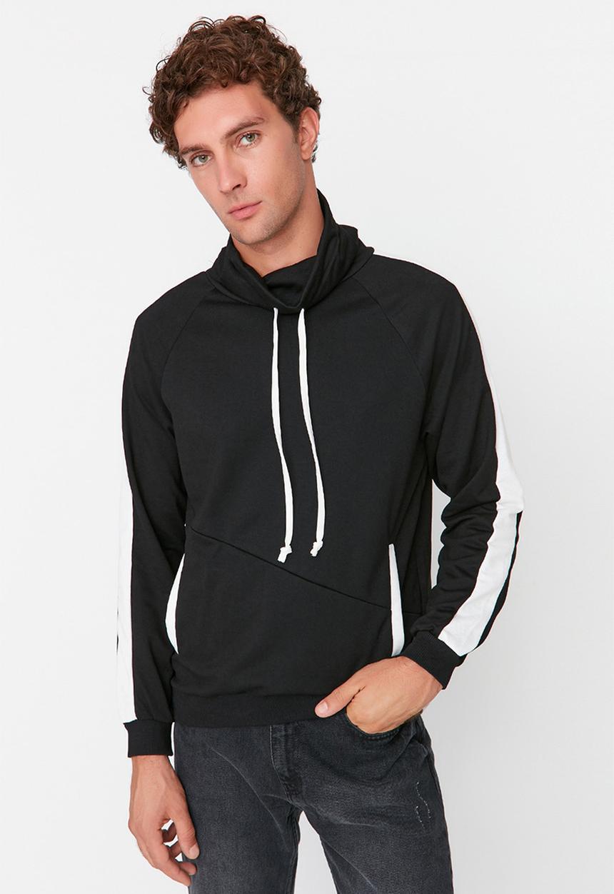 Trendyol - Printed side stripe hoodie - black