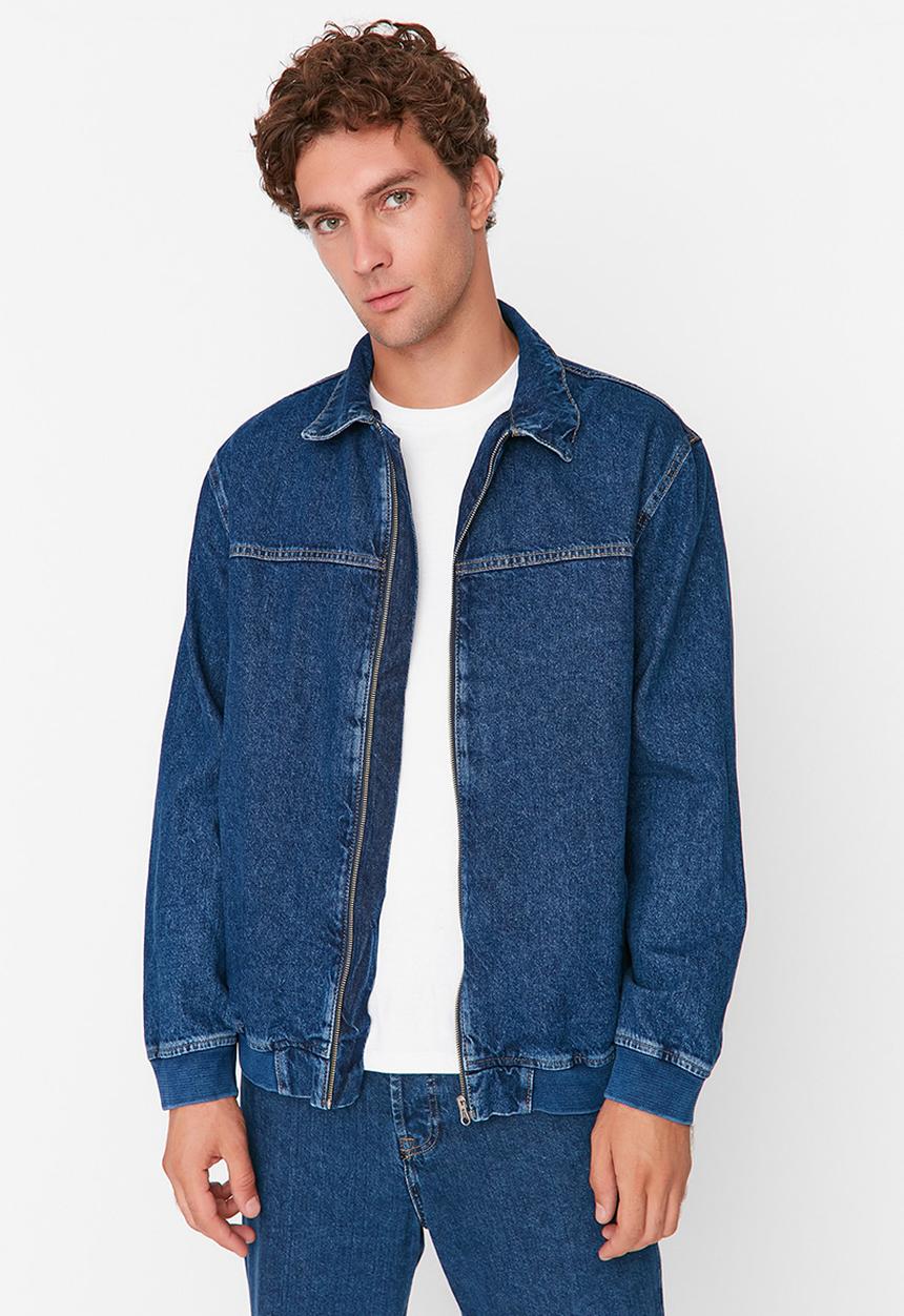 Trendyol - Zip up denim harrington - navy