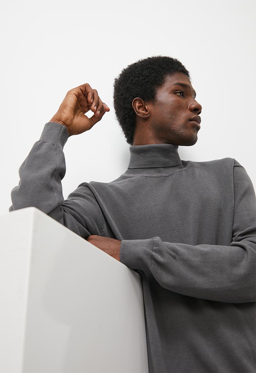 Superbalist - Basic l/s roll neck - charcoal