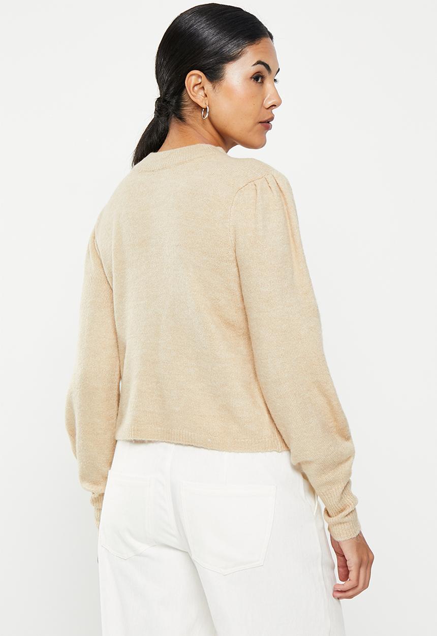 Jacqueline de Yong - Elanor long sleeve reversible pullover - cement melange