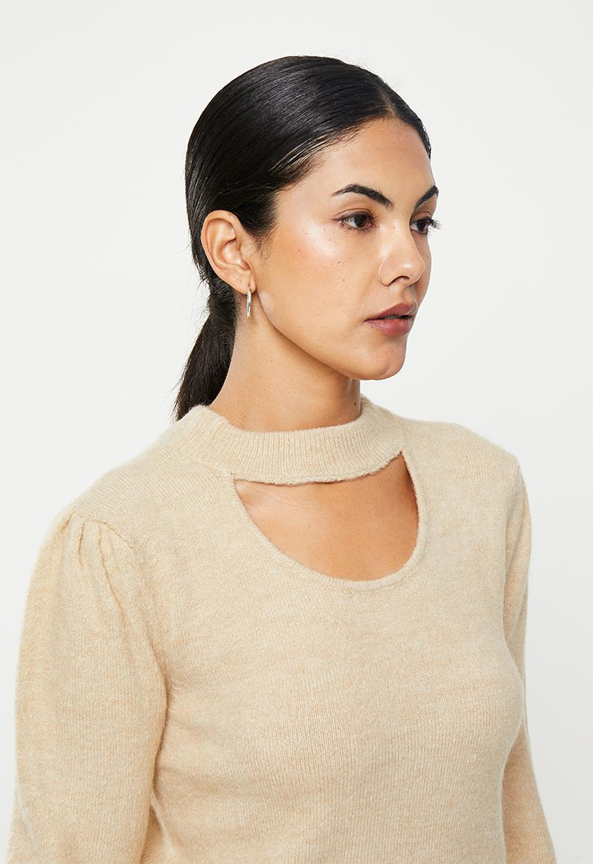 Jacqueline de Yong - Elanor long sleeve reversible pullover - cement melange