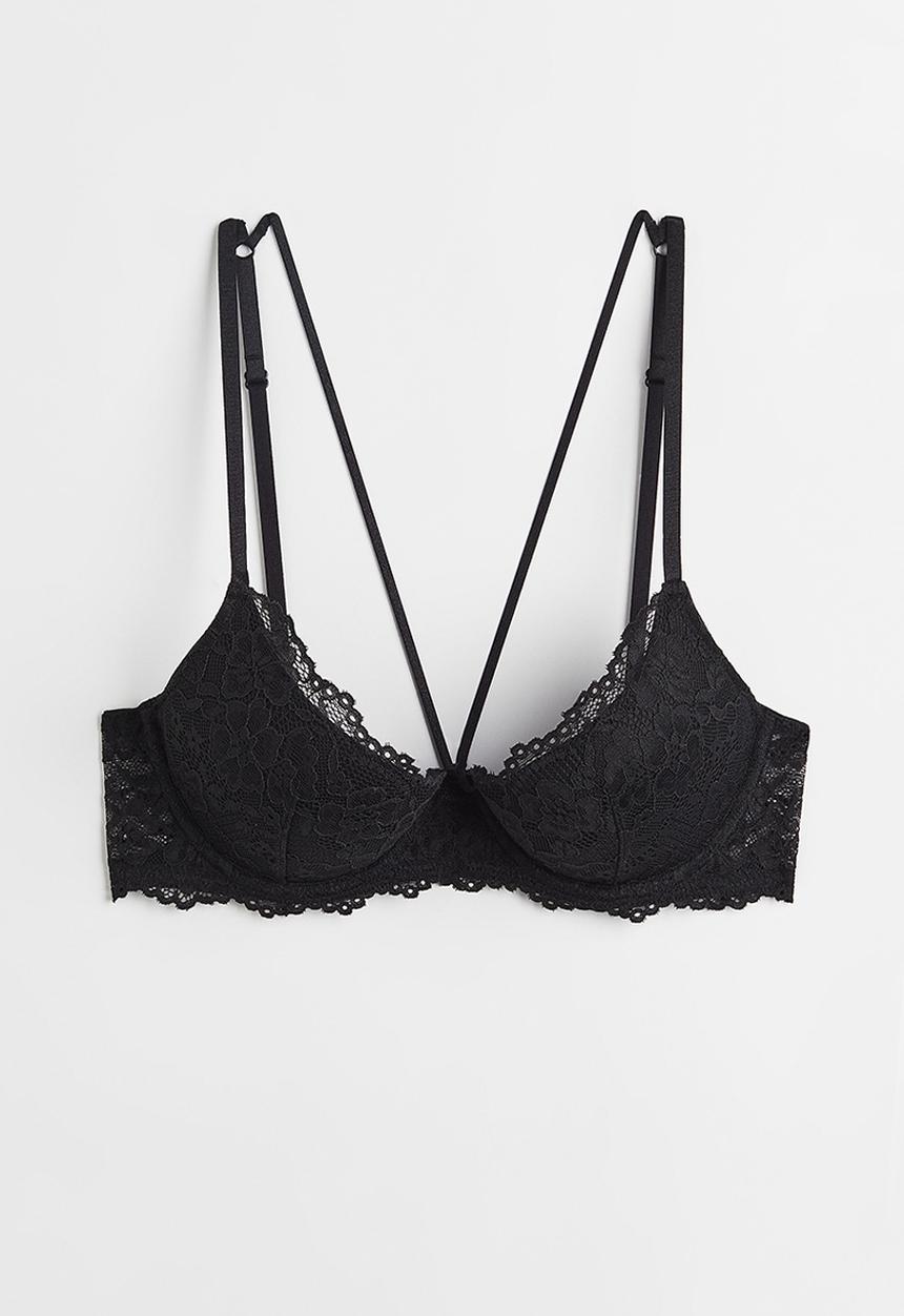 H&M - Lace push-up bra - black