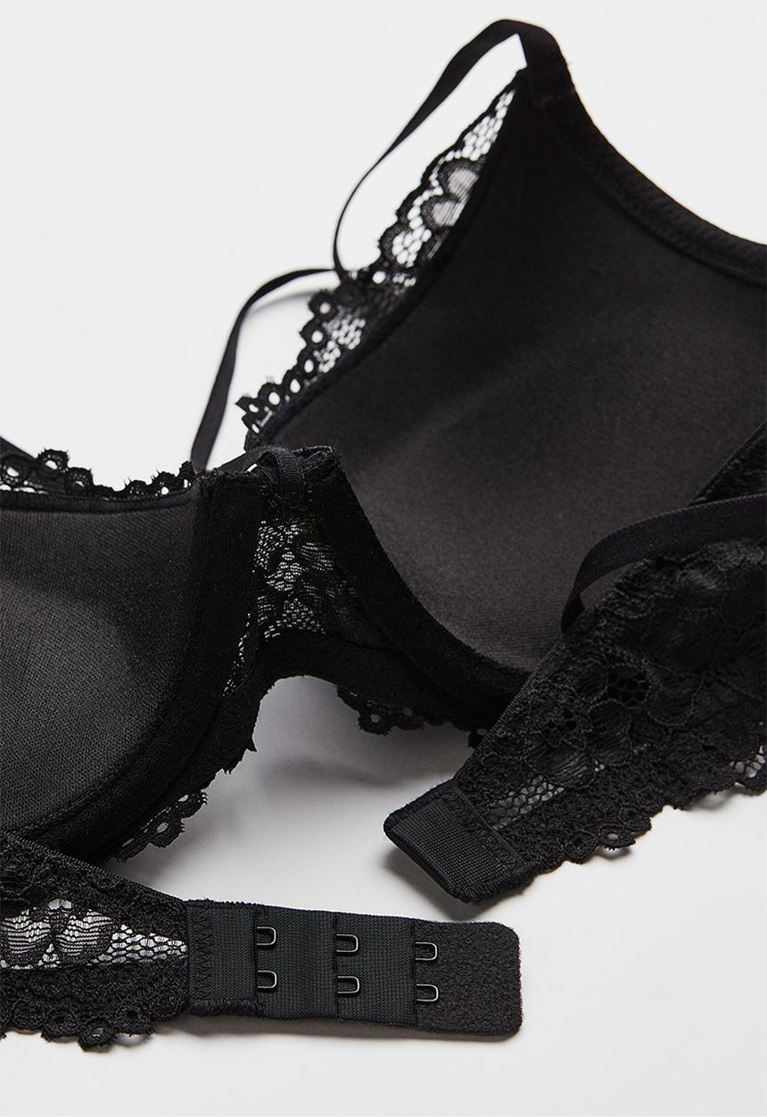 H&M - Lace push-up bra - black