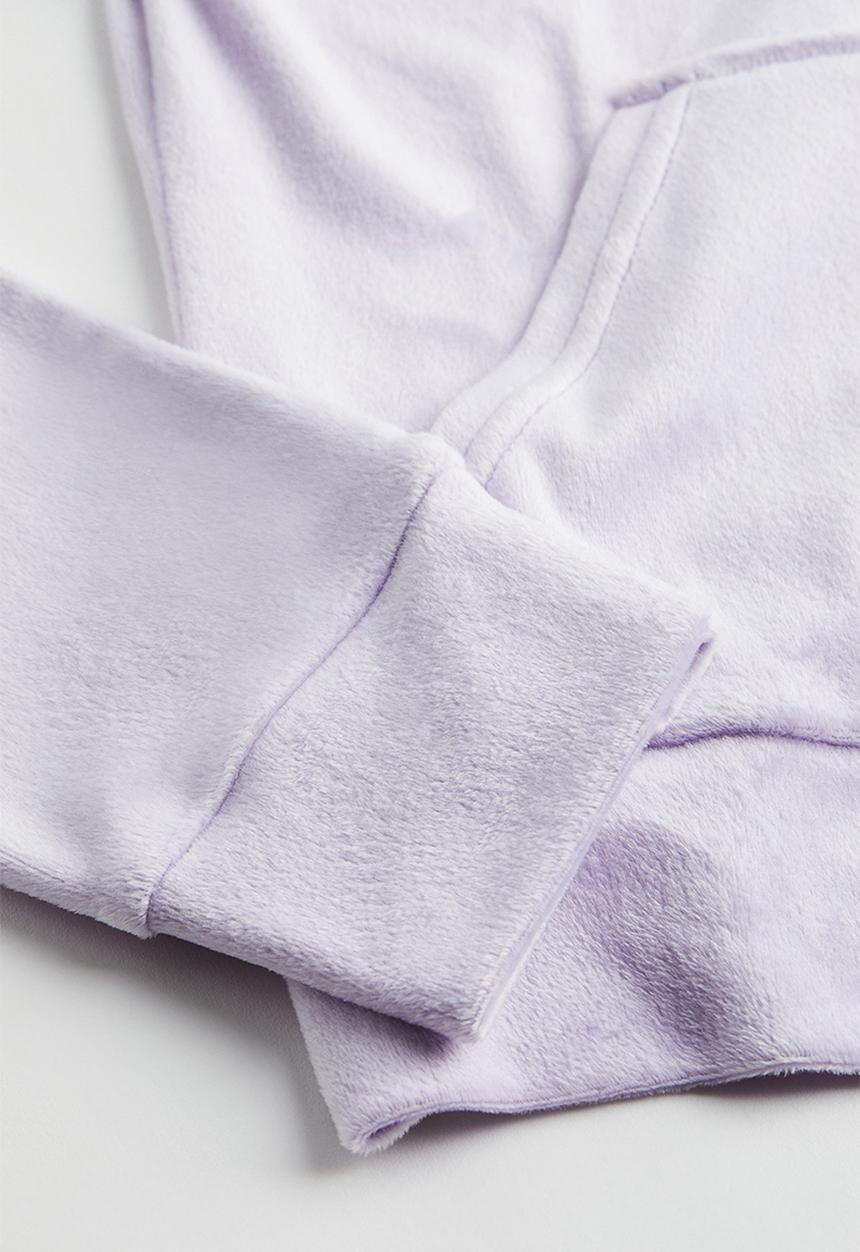 H&M - Velour zip-through hoodie - light purple