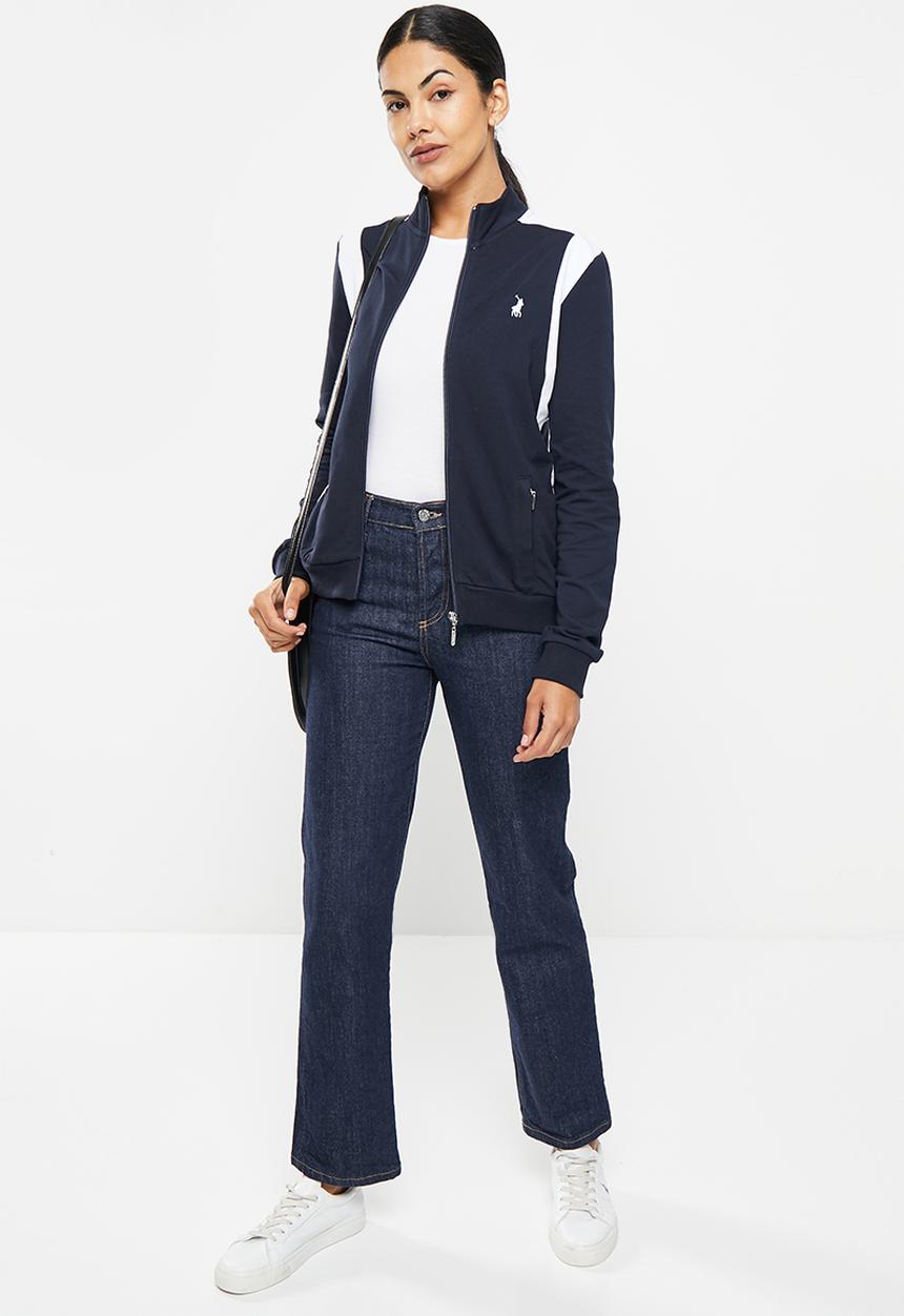 POLO - Wmn panel zip through long sleeve tracktop - navy