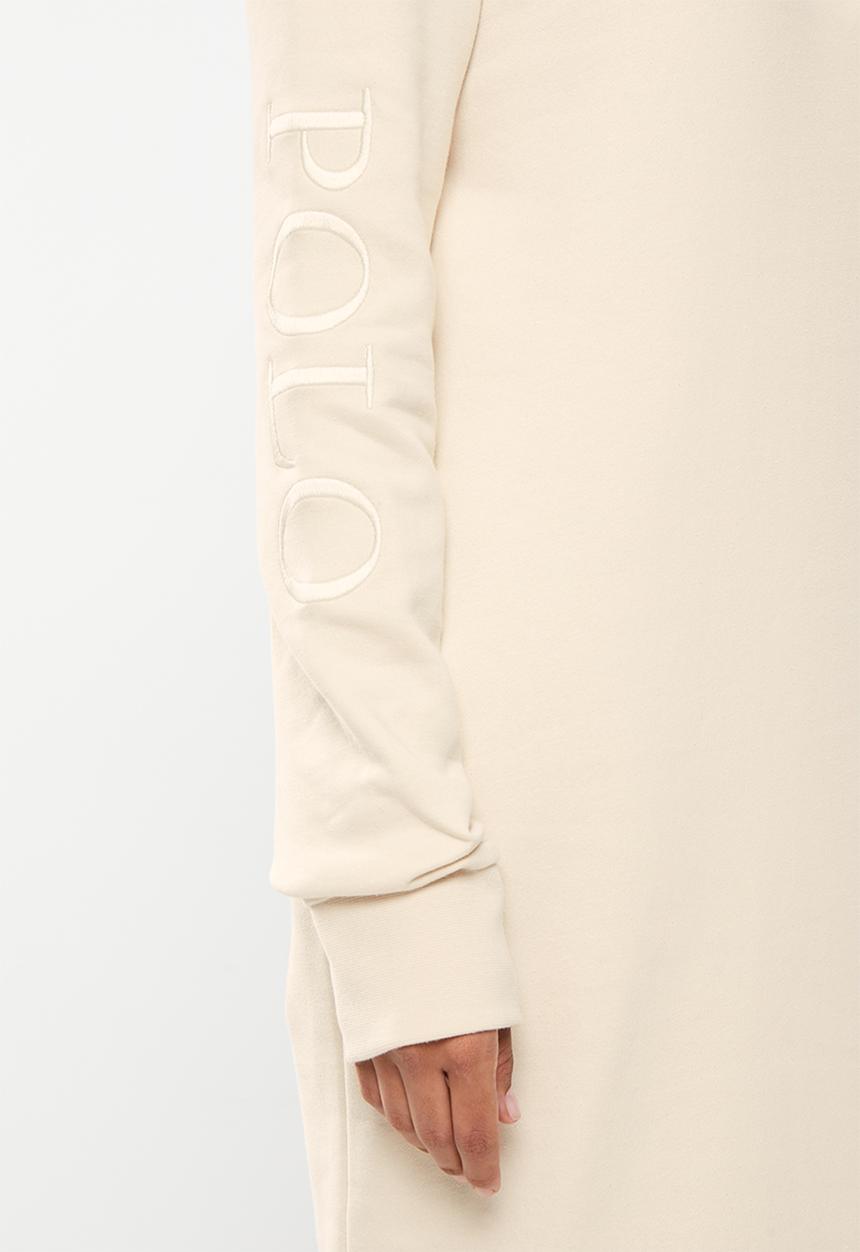 POLO - Wmn quarter zip long sleeve sweat dress - stone