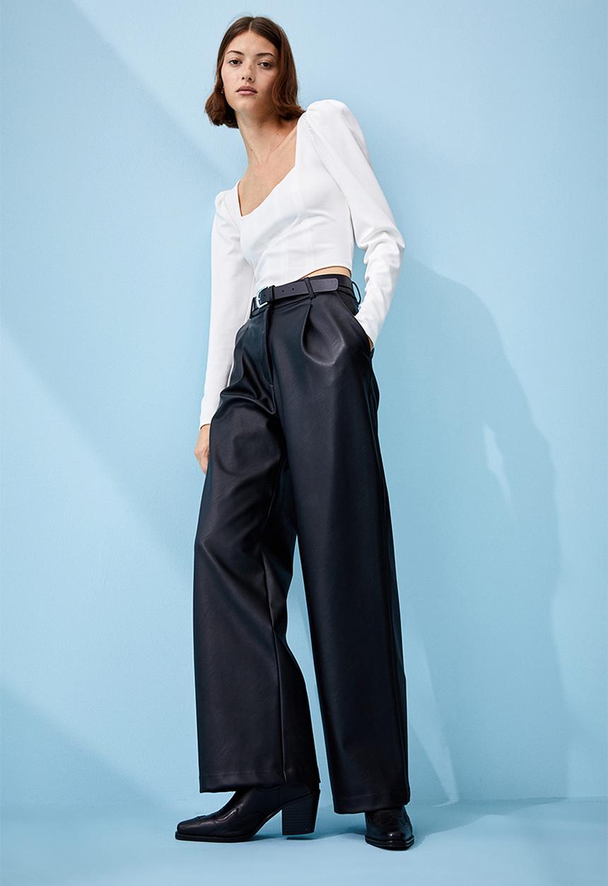 H&M - Puff-sleeved corset top - white