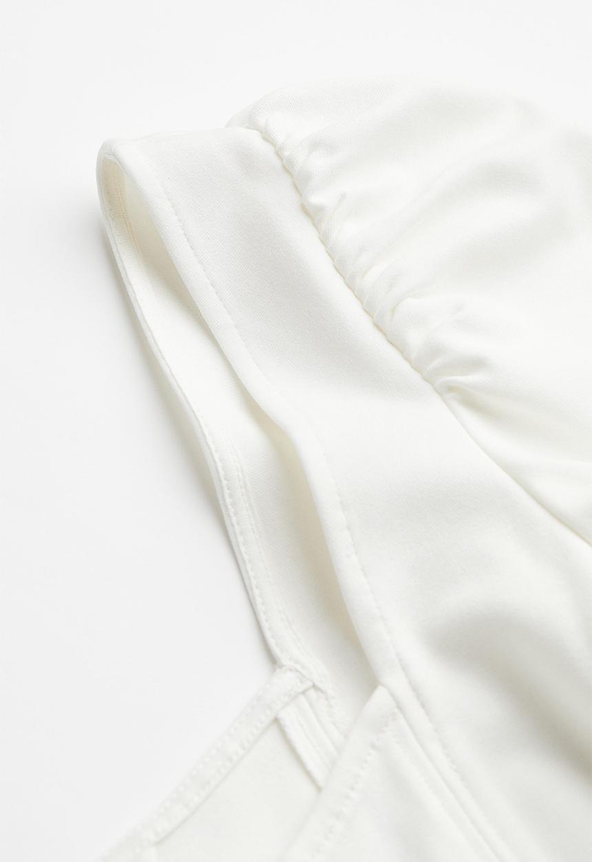 H&M - Puff-sleeved corset top - white