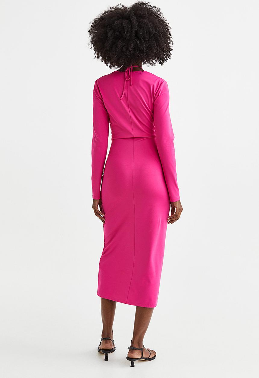 H&M - Drawstring-detail bodycon dress - cerise 