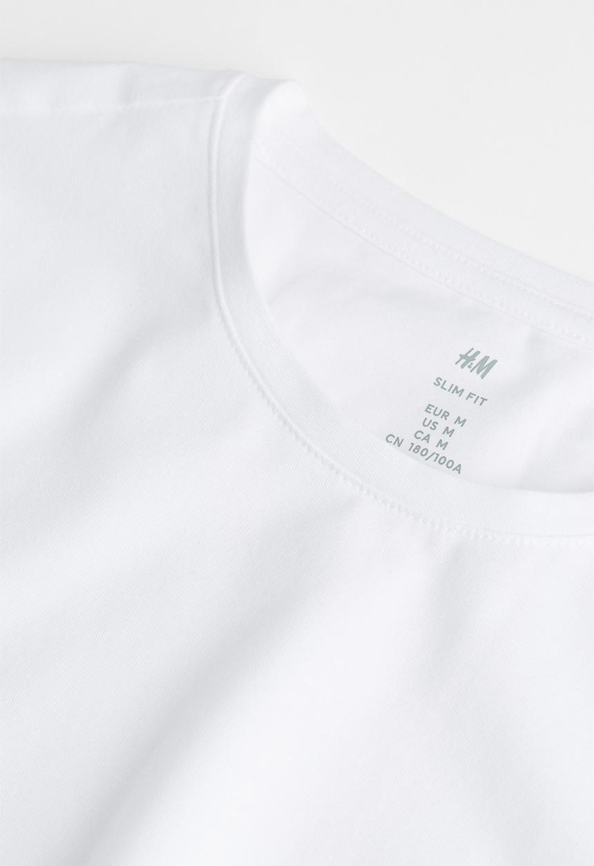 H&M - Slim fit round-necked T-shirt - white