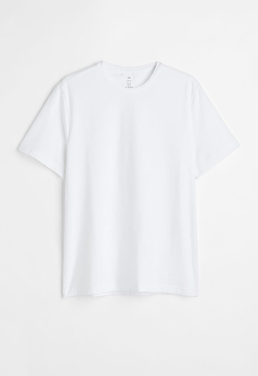 H&M - Slim fit round-necked T-shirt - white