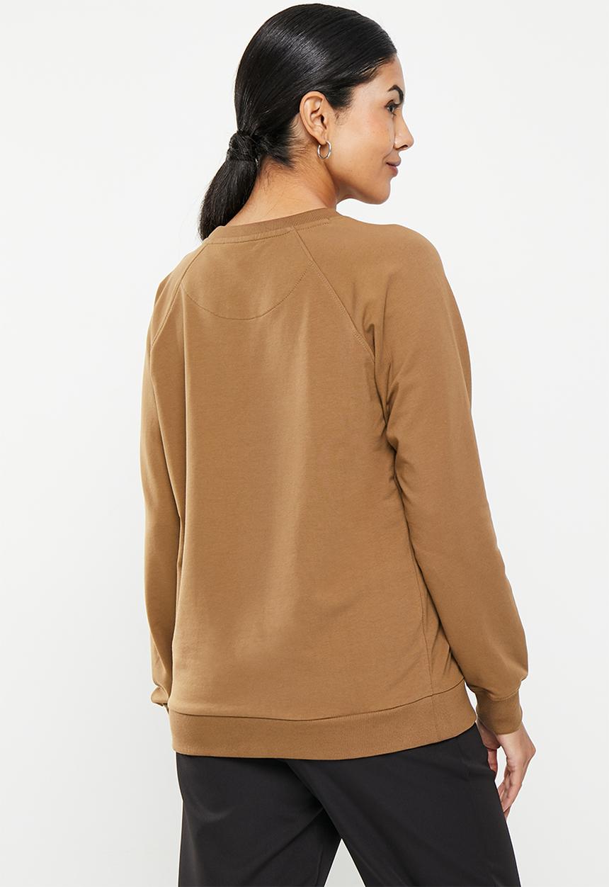POLO - Wmn nailhead long sleeve sweater - camel