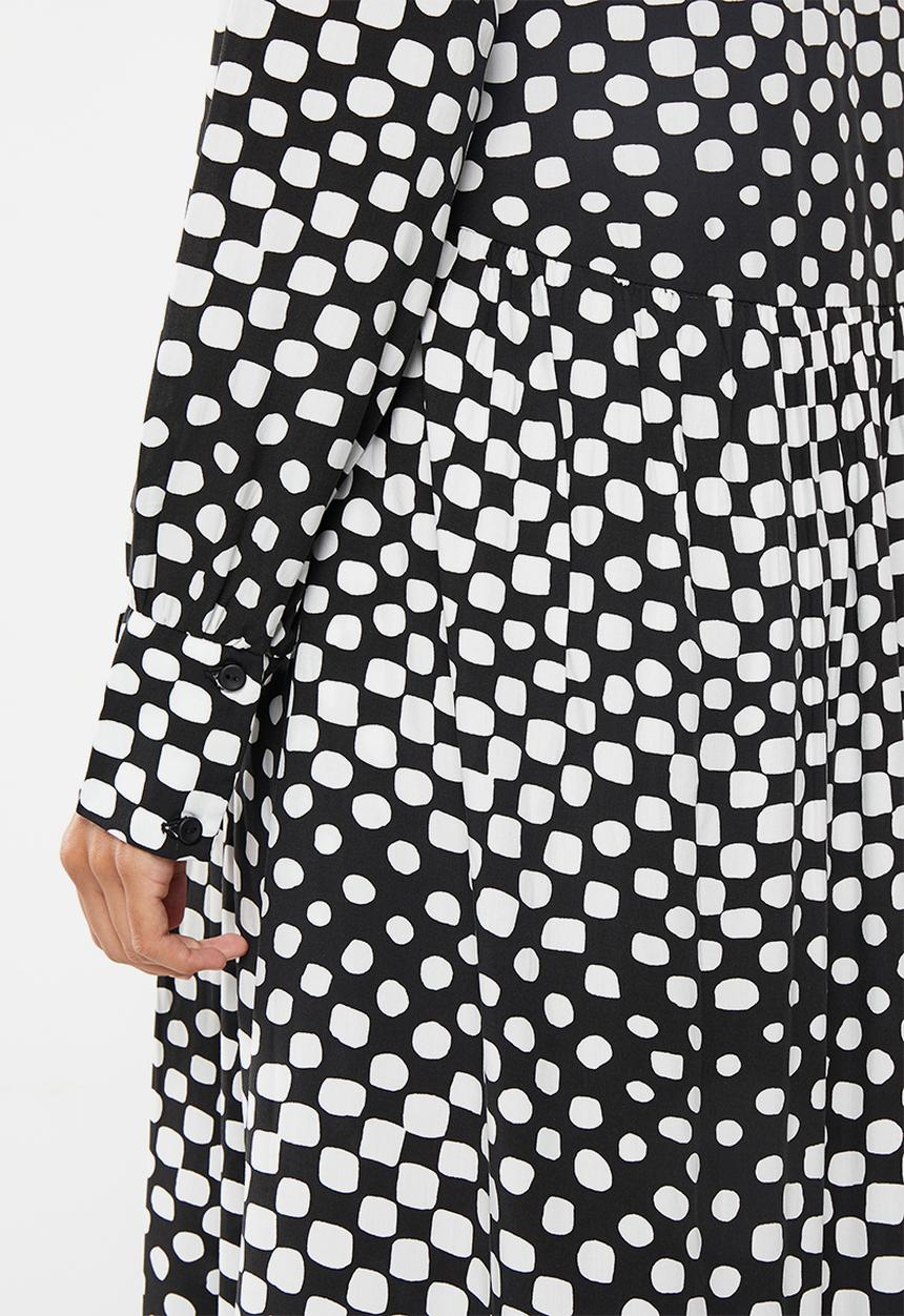 Me&B - Shirt dress Midi - disco black & white