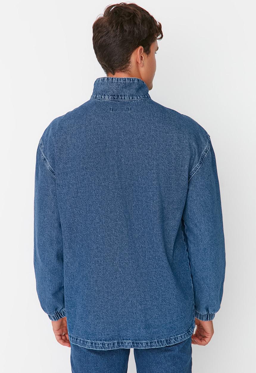 Trendyol - Denim 1/4 zip jacket - blue