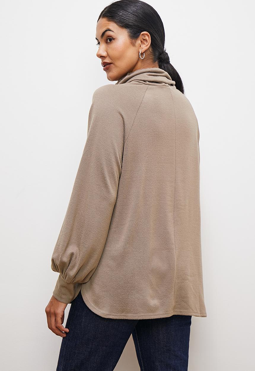edit - Draped cowl neck cut n sew - mocha
