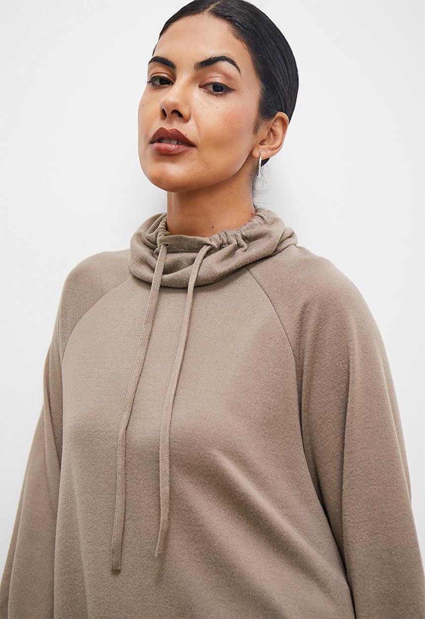 edit - Draped cowl neck cut n sew - mocha