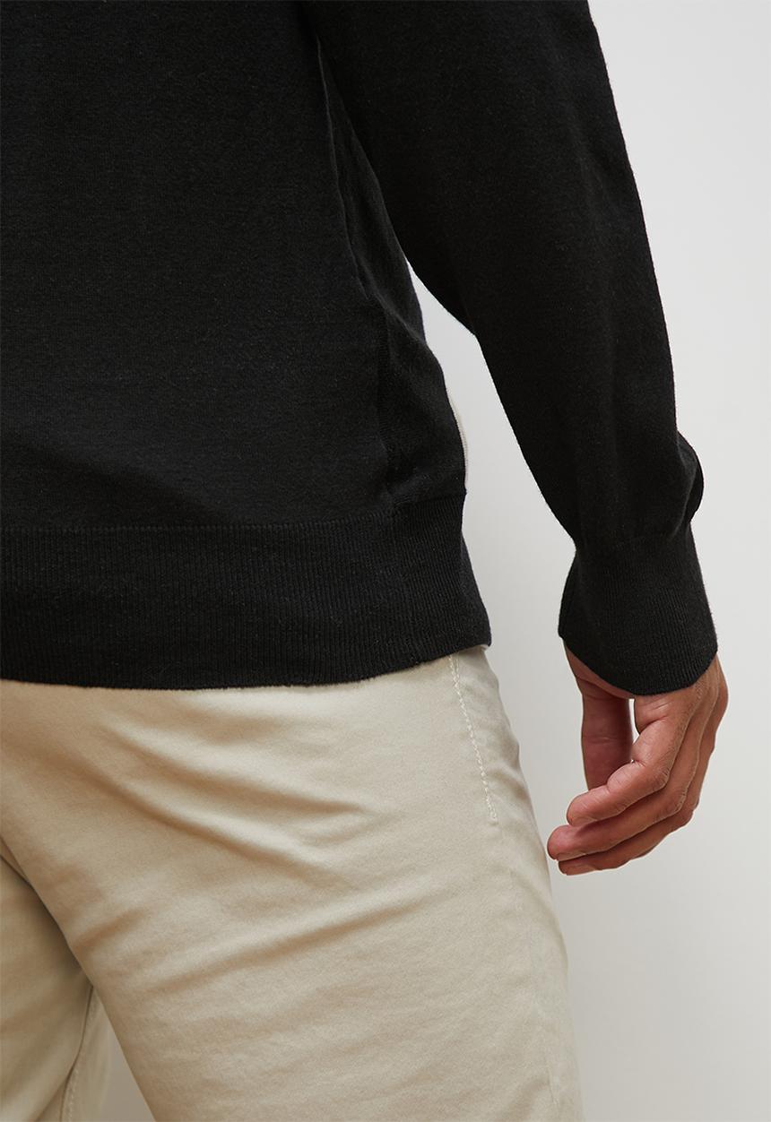 Lark & Crosse - Stripe pattern crew neck knit - black & stone multi