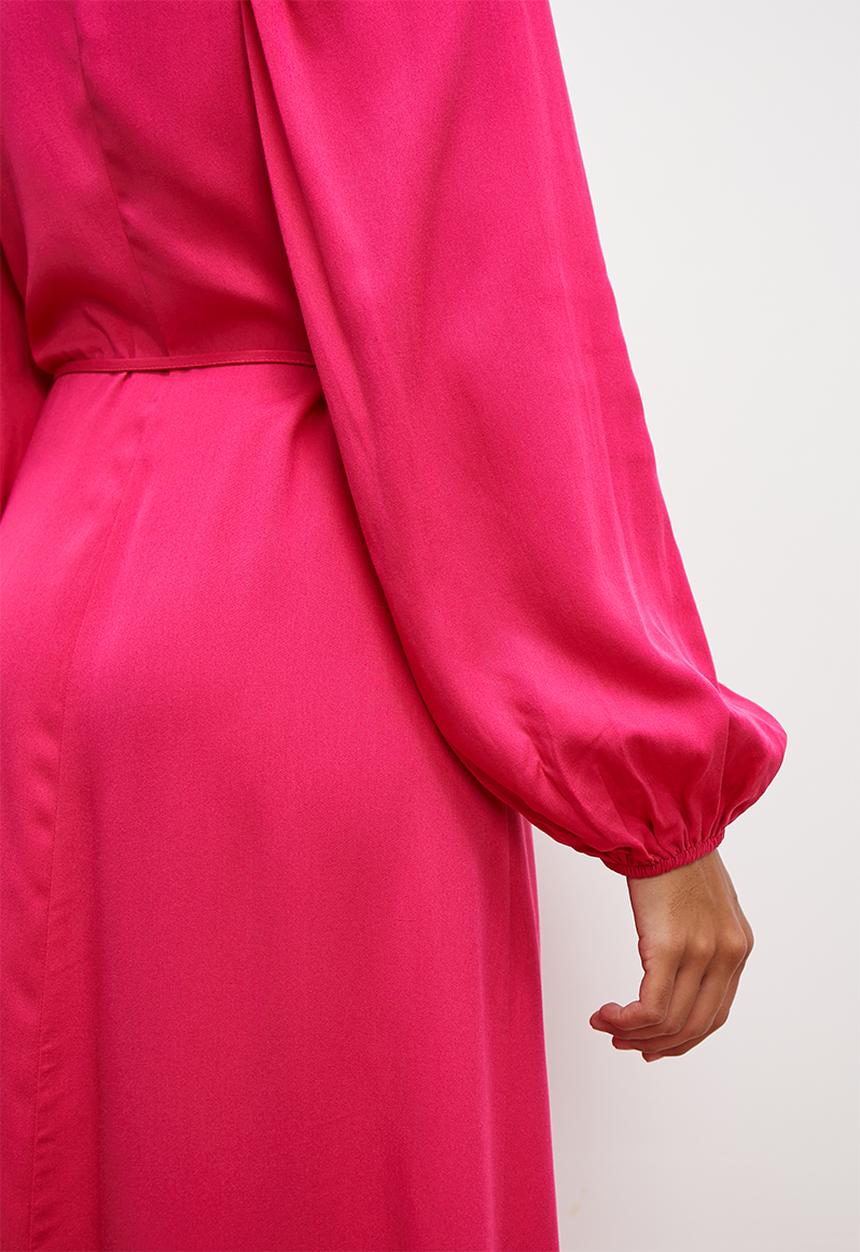 edit - Statement sleeve wrap dress - magenta