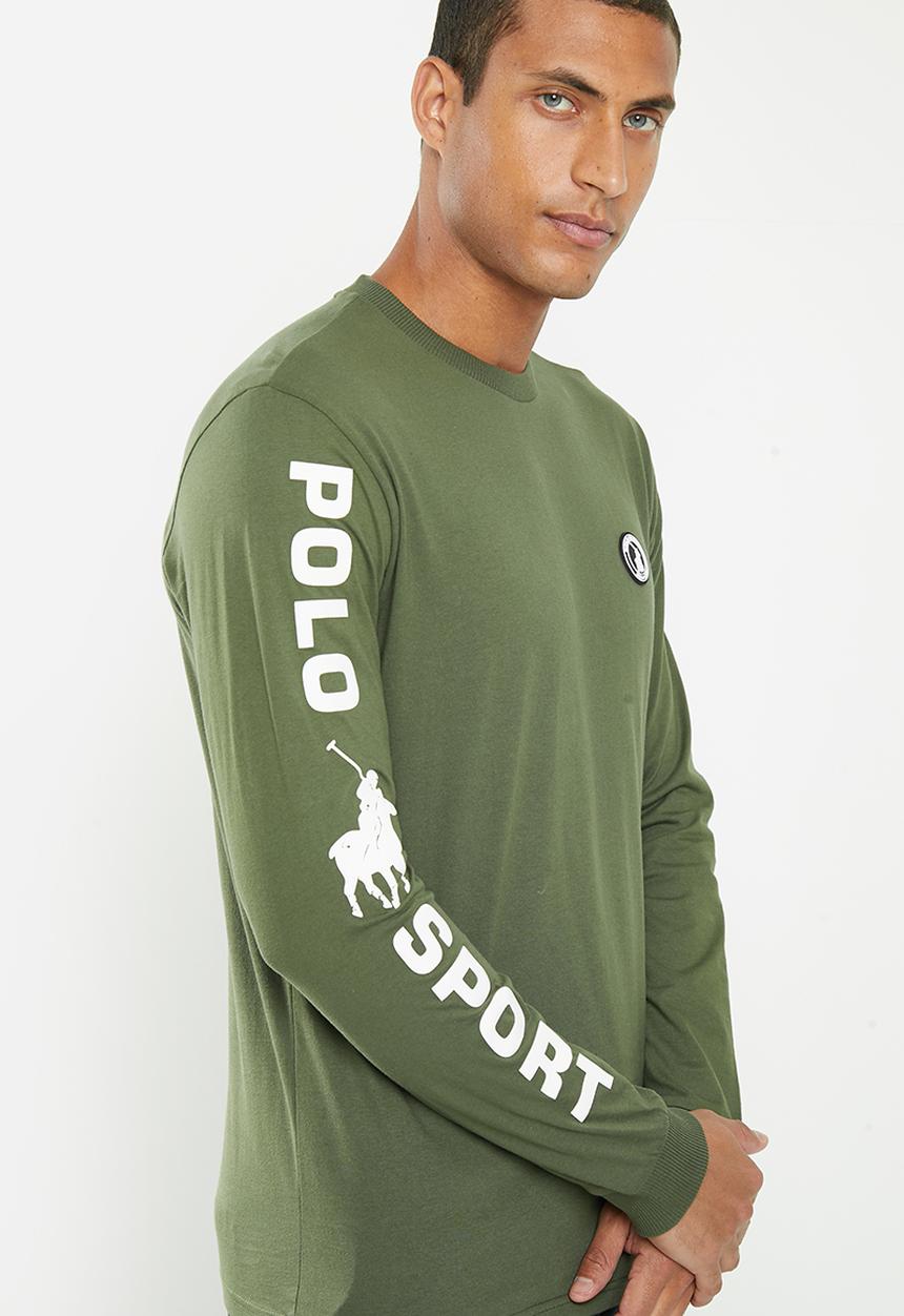 POLO - Men sport sleeve print long sleeve tee - green