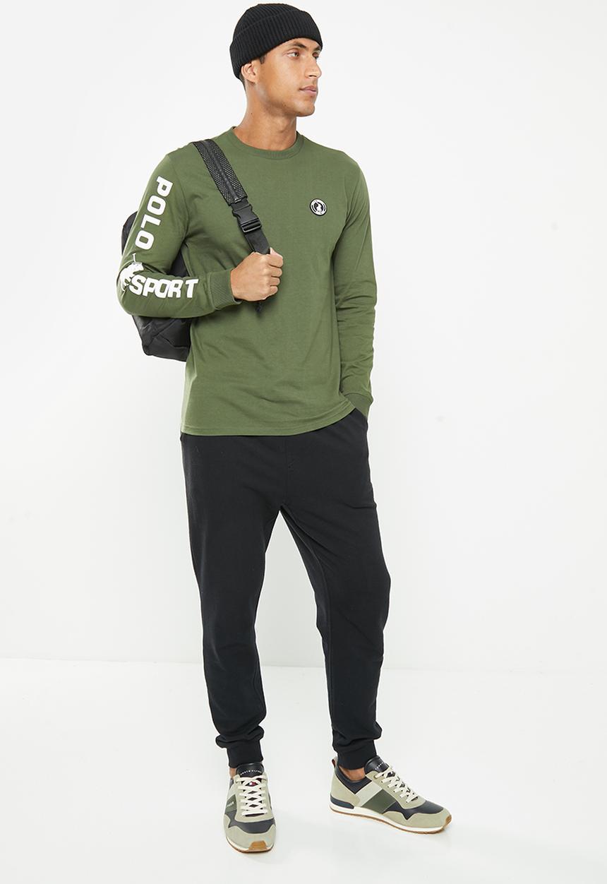 POLO - Men sport sleeve print long sleeve tee - green